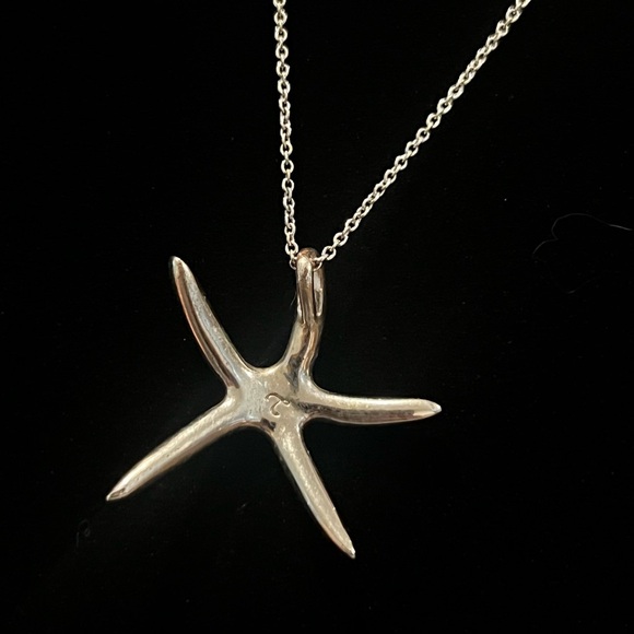 Silver Starfish Crystal Rhinestone Necklace 16” plus Extender - Picture 5 of 8